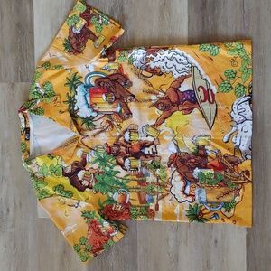 NWOT ACE Men's Tropical Ape Beer Print Button Down Shirt Size L
